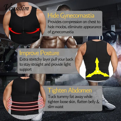 Vensslim Men Body Shaper Waist Trainer Vest Slimming Shirt Sauna Sweat Compression Undershirt Shapewear Fat Burner Workout Tops Badiee Stylez