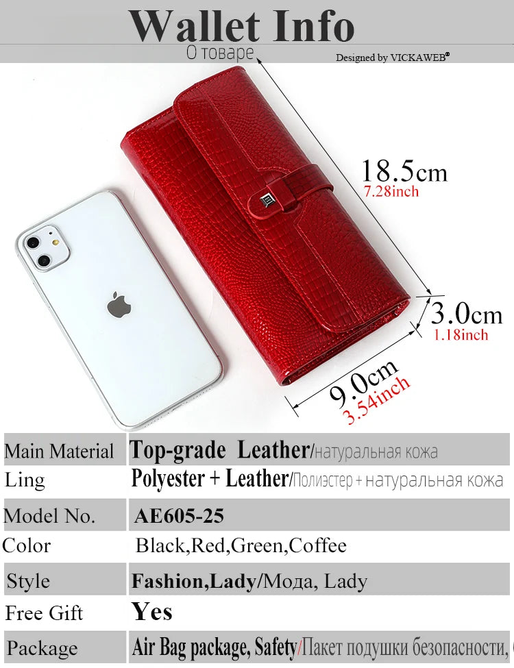 Free Gift Women Leather Wallet Long Ladies 3 Folders Clutch Money Bag Design Purse Fashion AE605-25