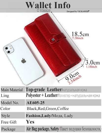 Free Gift Women Leather Wallet Long Ladies 3 Folders Clutch Money Bag Design Purse Fashion AE605-25