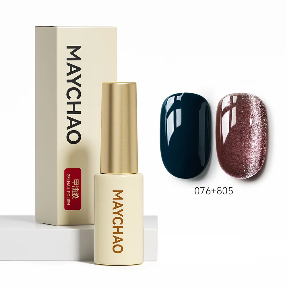 MAYCHAO 5ML Gel Nail Polish 9D Laser Diamond Glitter Cat Eye Gel Semi-Permanent Soak Off UV LED Gel Nail Manicure Tools Nail Art 076And805