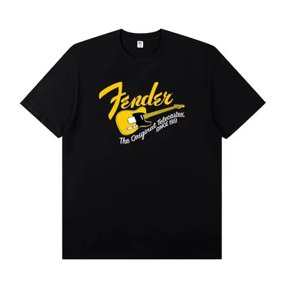 2025 Fender Jimi Hendrix Fender Electric Guitar Peripheral T-shirt Short-sleeved Rock Band Guitarist Performance Costume 6