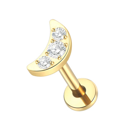 1PC Titanium Zircon Star Flower Labret Piercing for Women Cartilage Tragus Daith Helix Stud Earring Body Jewelry TC042-2 1.2x8mm