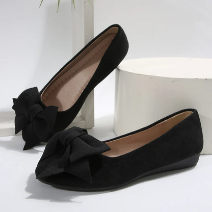 Women's Bowtie Decor Soft Sole Ballet Flat Shoes 2025 Trend Comfort Slip On Loafers Woman Plus Size 42 Non Slip Casual Shoes
