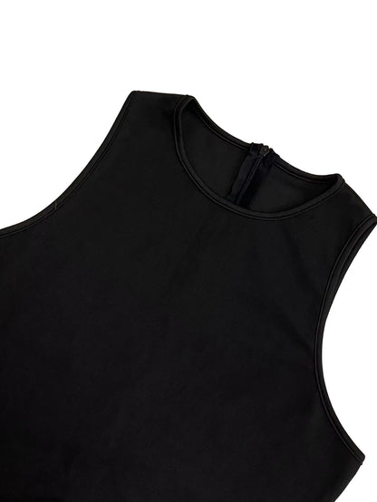 1810European and American women's fashion round neck back invisible zipper slim fit sleeveless street trend solid color jumpsuit Badiee Stylez