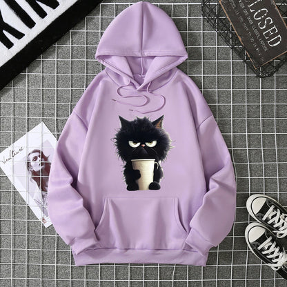 2025 Winter New Women's Hoodie High Street Unisex style Double Pockets Sweatshirts Outerwear Plus-Size Women's Clothing CYXX236 Purple