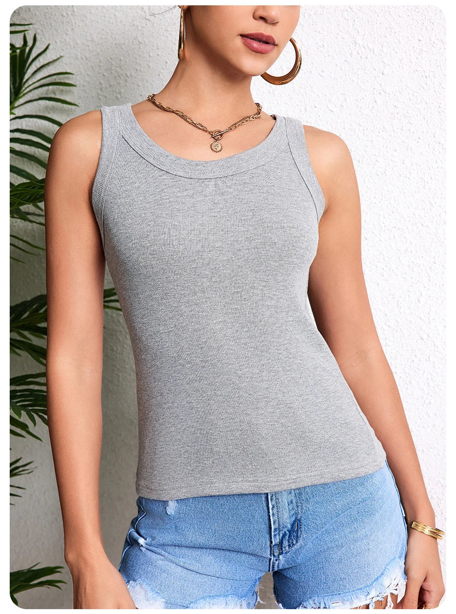 3-piece Ladies Solid Color Vest Fashion Joker Young Woman Threaded Camisole