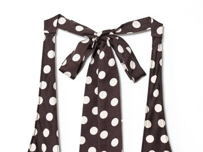 Trendix Polka Dot Print Backless Dress Women Summer Sexy Deep V Neck Sleeveless Off Shoulder Maxi Dresses Elegant Evneing Dress