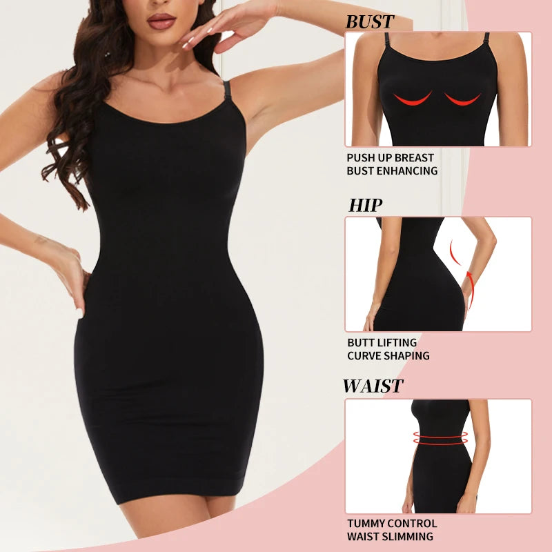 FITTOO Suspender Dress Women Body Shaper Tummy Control Sleeveless Skirt Slimming Waist Tops Female Streetwear Sexy Female New