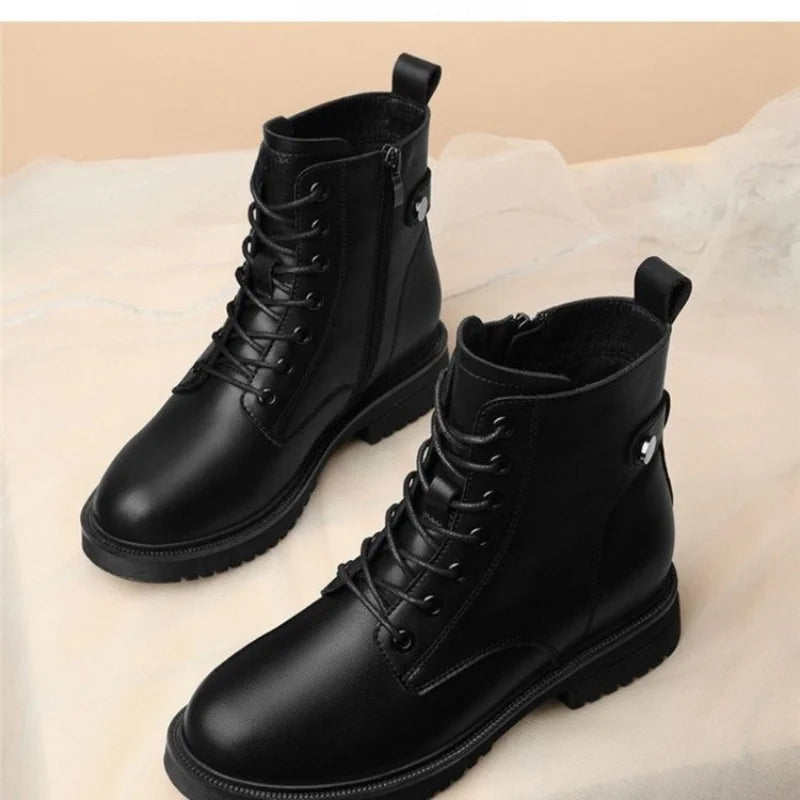 Women new winter black short boots Outdoor non slip walking shoes Casual thick soled Chelsea Boots Fashion comfort shoe Botas De