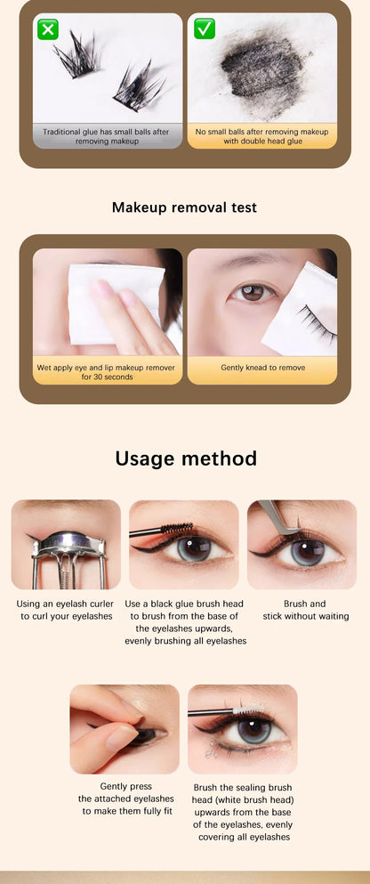 Glue False Eyelashes New Double Heads 2 In 1 Bond and Seal Lash Glue ,Waterproof Long Lasting DIY Cluster Eyelash Glue Cosmetics