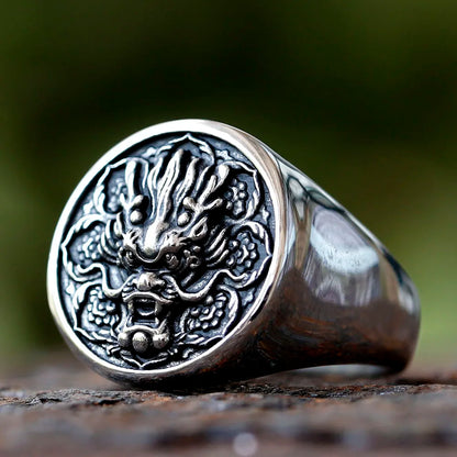 2024 New Fashion 316L Stainless Steel 3D dragon Head Ring High Polished Men's Animal Jewelry for men gift steel