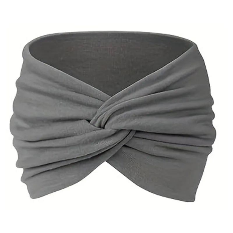 Women Headbands African Wide Hair Wrap Turban Twist Headband for Women Large Sport Workout Stretch Non-slip Big Hair Bands Dark Grey