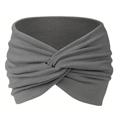 Women Headbands African Wide Hair Wrap Turban Twist Headband for Women Large Sport Workout Stretch Non-slip Big Hair Bands Dark Grey