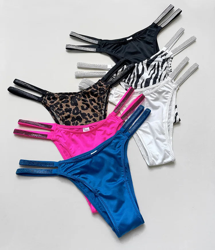 Sexy Panties Women Thongs Rhinestones Diamonds G-string Sports Thong Low Waist Shorts Briefs T-back Fitness S-XL