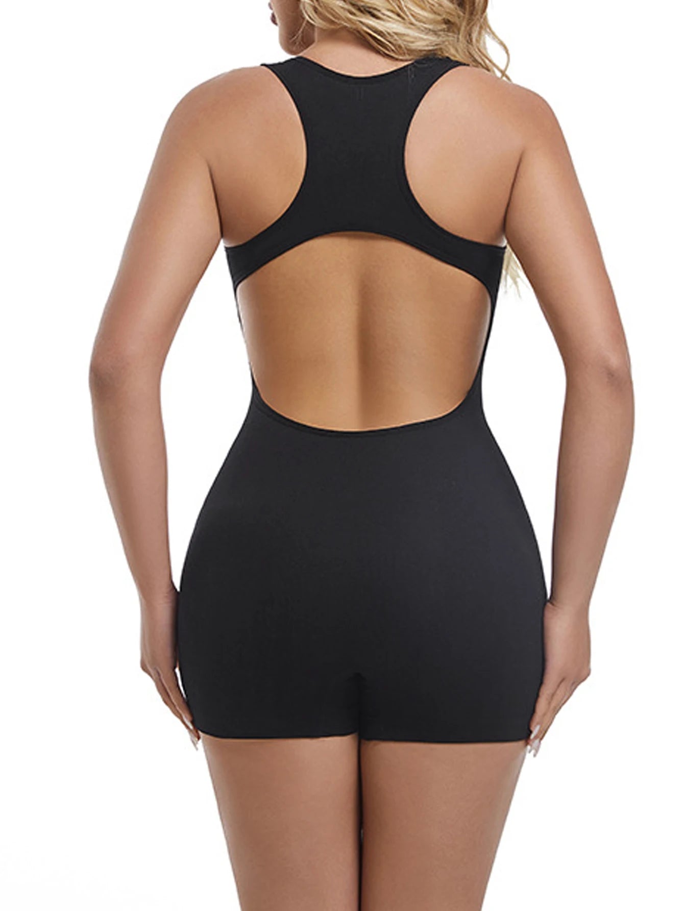 Women Jumpsuit Seamless Open Back Bodysuit Fitness Wear For Yoga Black 3XL Badiee Stylez