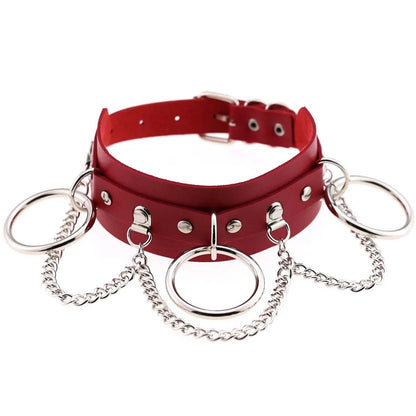 Punk Red Choker Necklace PU Leather Sexy Spiked Neck Strap Clavicle Collar Men Necklaces Hollween Women Y2K Jeweley Gift P069 red