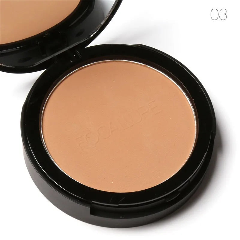 FOCALLURE 3 Colors Make Up Face Powder Brighten Oil-control Nude Makeup Pressed Powder Foundation Makeup Base Cosmetics 03
