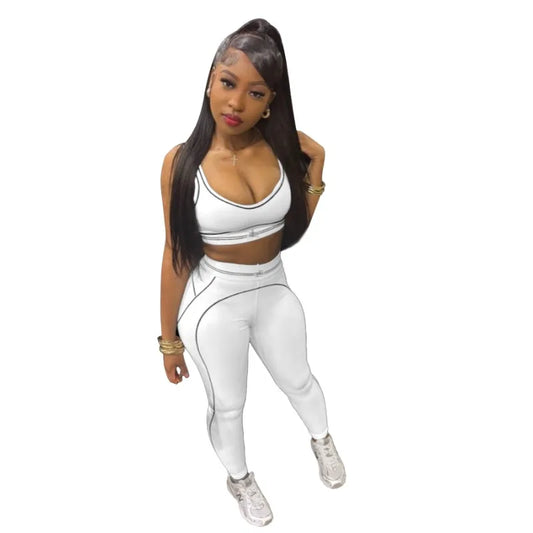 Fitness Women 2 Piece Set Sleeveless Tank Top Skinny Jogging Pants Matching Set 2025 Summer Popular Streetwear Sporty Tracksuits