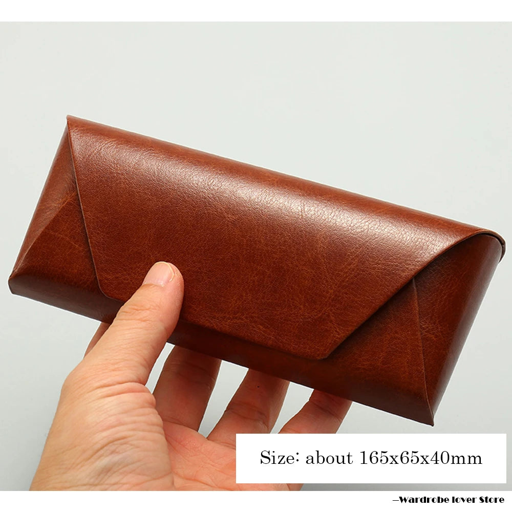 KLASSNUM Brown PU Leather Retro Sunglasses Box Men High Quality Art Anti-compression Myopia Glasses Storage Hard Case Holder