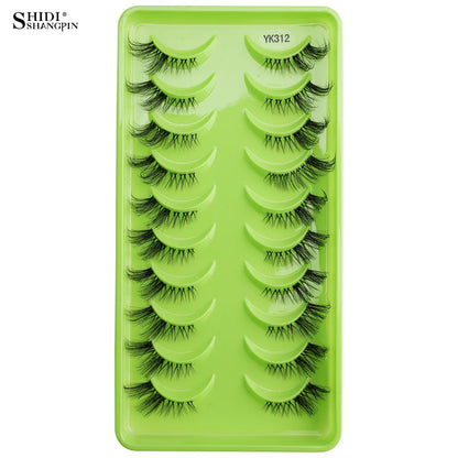 SHIDISHANGPIN 5/10Pairs False Lashes Cat Eye Eyelashes Eyelash Extension 3D Mink Half Lashes Natural Makeup faux Cils maquiagem 10 Pairs YK312