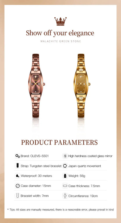 OLEVS Gold Tungsten Steel Women Watches Ultra-thin Luxury Fashion Ladies Waterproof Quartz Watch Relogio Feminino Reloj 2025