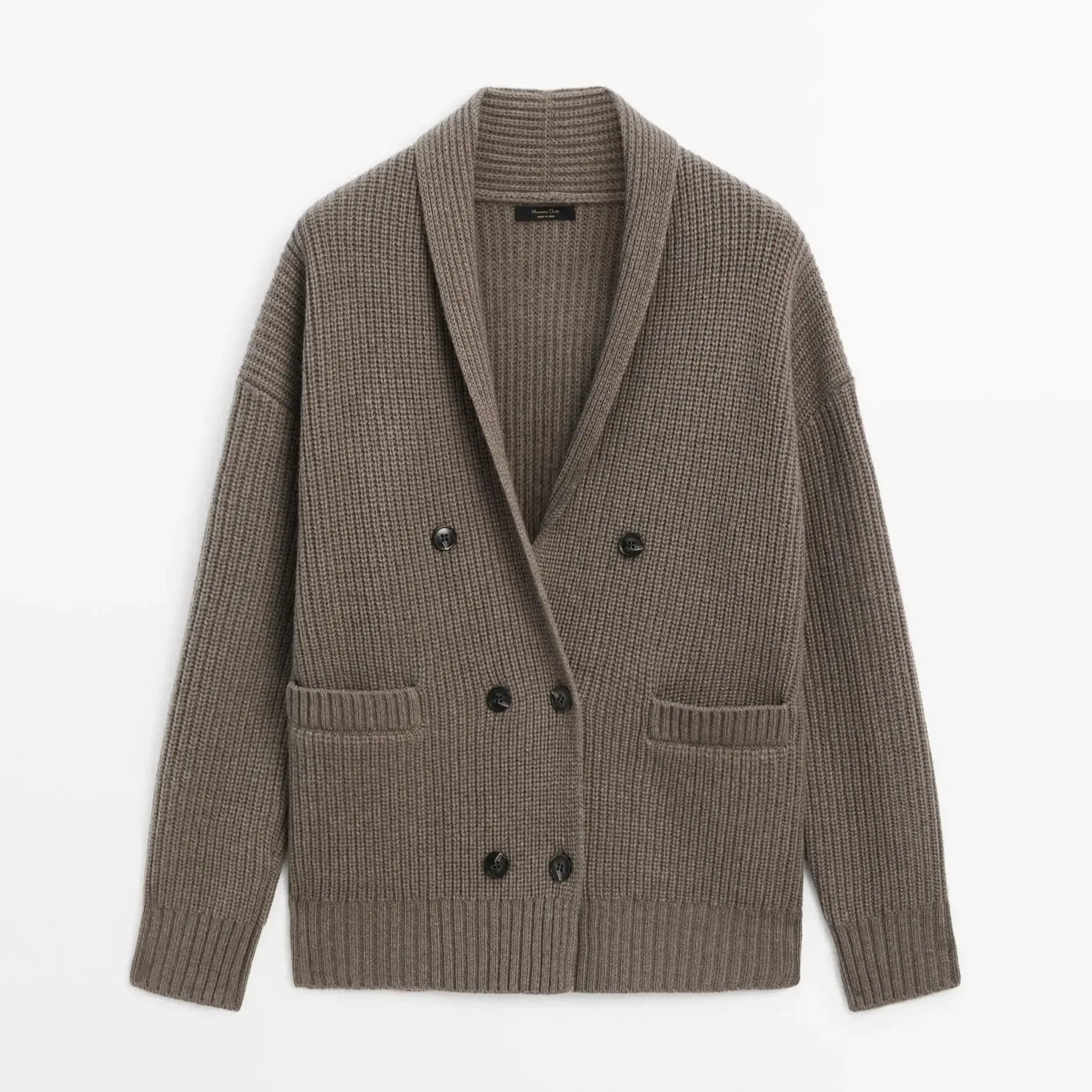 Ethereal costume 2025 massidutti spring new style of Old Money Wind Casual British Soft Double-Breasted V-Neck Knitted Cardigan Dark Grey