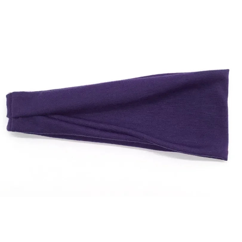 Women Headband Twist Cotton Sport Wide Turban Twisted Knotted Headwrap Girls Hairband Fashion Head Band Hair Accessories PURPLE 10cm-22cm