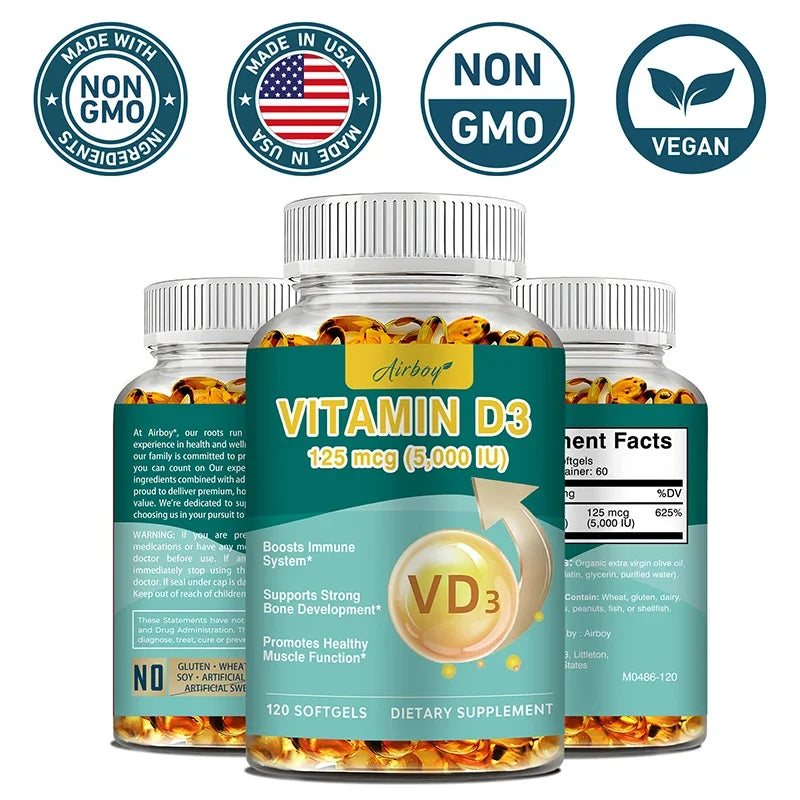 Vitamin D3 - Promotes Strong Bones and Teeth, Immunity, Healthy Muscle Function