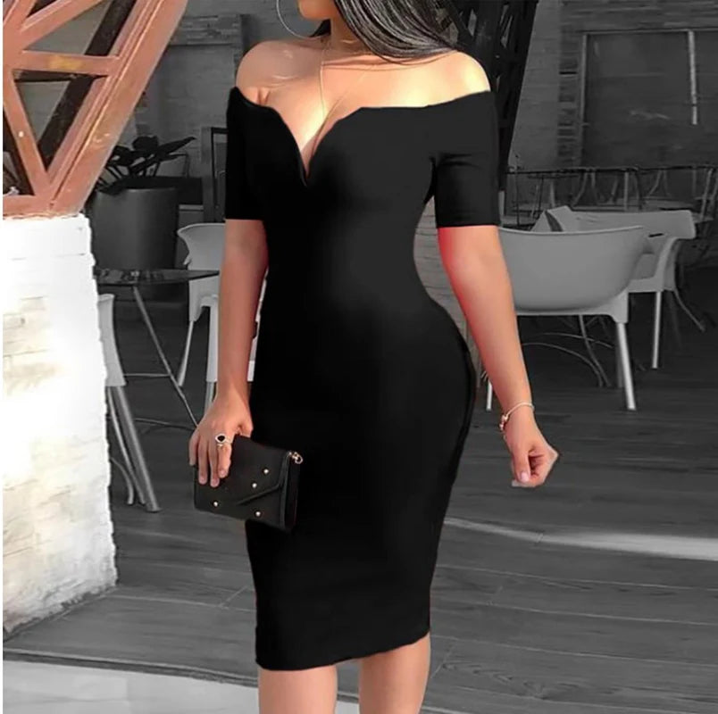Lady V style off-the-shoulder fitted dress with a tight waist and a full skirt, a fitted evening gown for women. black