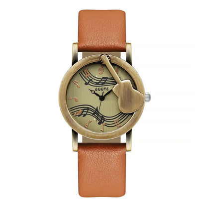 Vintage Women Watches Personalized Music 3D Style Leather Band Ladies Dress Waches Casual Outdoor Wristwatch Relogio Feminino