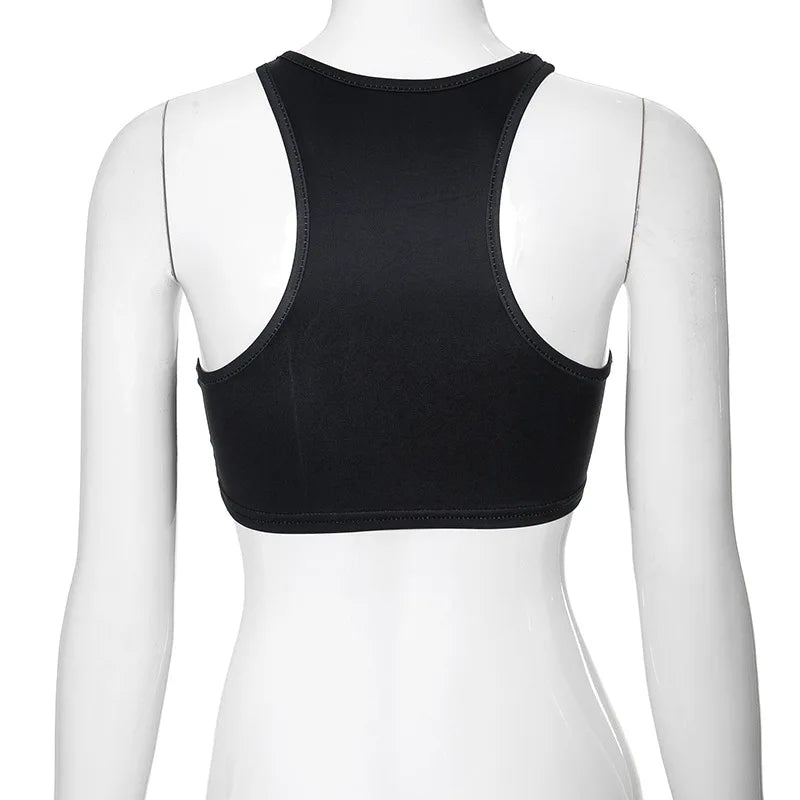 Simenual Punk Style Sleeveless Super Short Tanks Summer Vest Casual Women Sexy Grunge Letter Printed Streetwear Crop Tops Slim