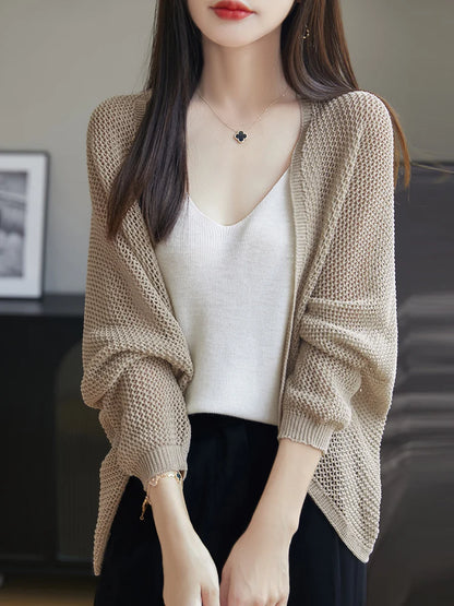 2025 New Hollow Out Loose Knit Cardigan Women Openwork Linen Shawl Summer Kimono Style Unique Cape Shawl Sweater Shrug Top