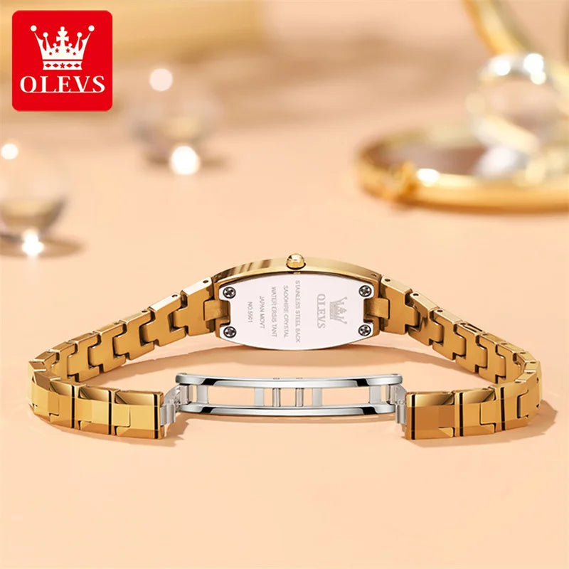 OLEVS Gold Tungsten Steel Women Watches Ultra-thin Luxury Fashion Ladies Waterproof Quartz Watch Relogio Feminino Reloj 2025