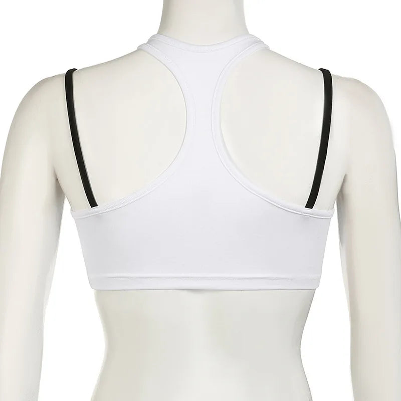 PixieKiki Letter Print Fake Two Pieces Racerback Tank Top Women Trendy Clothes 2024 Summer Y2k Crop Tops Streetwear P67-CA10