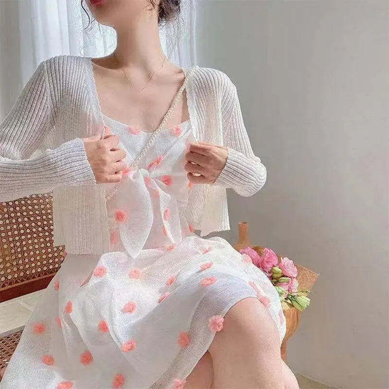 JOEVILU Thin Sunscreen Shirt Women's Summer Outerwear Crop Tops Hollow Out White Long-sleeved Cardigan Elegant Casual Shawl Coat