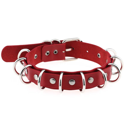 Punk Red Choker Necklace PU Leather Sexy Spiked Neck Strap Clavicle Collar Men Necklaces Hollween Women Y2K Jeweley Gift P067 red