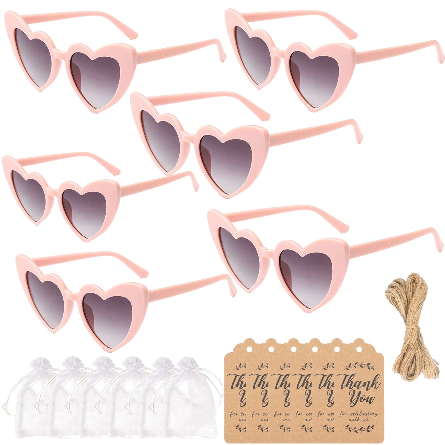 12-60Pcs Wedding Bridal Heart Shaped Sunglasses Party Favors Gift for Guests Bachelorette Hen Party Glasses Bridal Shower Decor Heart Pink B Card 1 CHINA