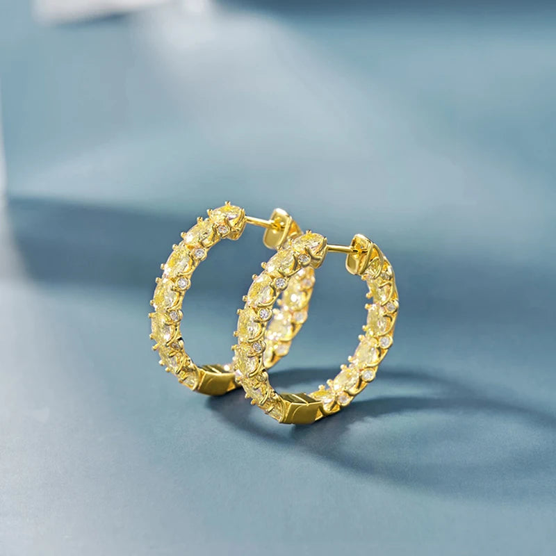 Huitan Luxury Trendy Pink/Green/Blue/Yellow CZ Hoop Earrings for Women Silver Color/Gold Color Hot Trendy Girls Jewelry Dropship