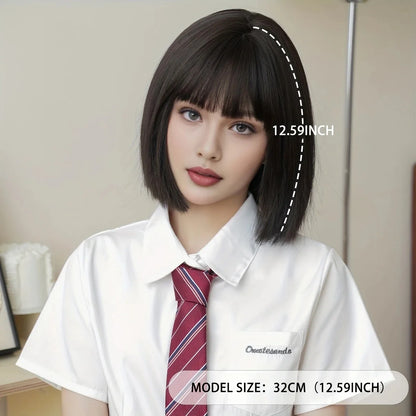 New synthetic wig female short hair refreshing personality high temperature silk holiday party daily complete full head cover