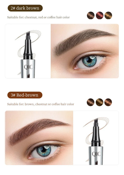 Four-Jaw Ultra-Fine Liquid Eyebrow Pencil 3D Waterproof Tip Tattoo Cosmetic Long Lasting Natural Dark Brown Liquid Eye Brow Pen