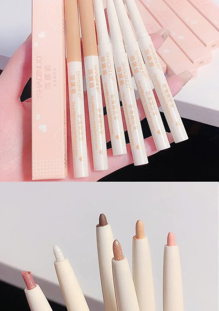 Glitter Pink Lying Silkworm Pen Color Natural Brightening Matte Eye Shadow Pencil Shimmer Glue Eyeliner Waterproof Korean Makeup