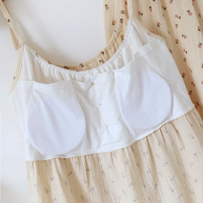 2025 Japanese Summer New Women's Pajama Set 100% Cotton Crepe Cloth Ladies Suspender+Shorts Two Piece Home Furnishing Set