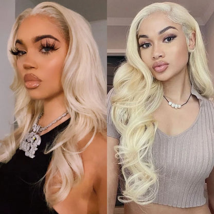 Platinum Blonde Long Wavy Synthetic Wig Free Part Loose Wave Natural Curly 13X4 Lace Front Wigs for Women Daily Party Cosplay Badiee Stylez