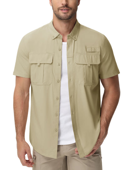 TACVASEN UV Block Fishing Shirts Mens Lightweight Quick Dry Short Sleeve Shirt Breathable Outdoor Hiking Shirt Fishing Shirts