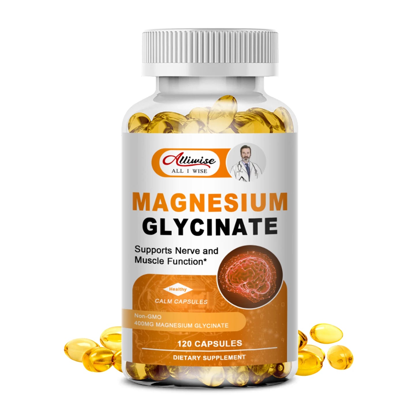Magnesium Glycinate Supplement 400mg Magnesium with Vitamin D3 & B6 Supports Bone, Memory, Calm, Mood & improve Sleep, 120pcs United States