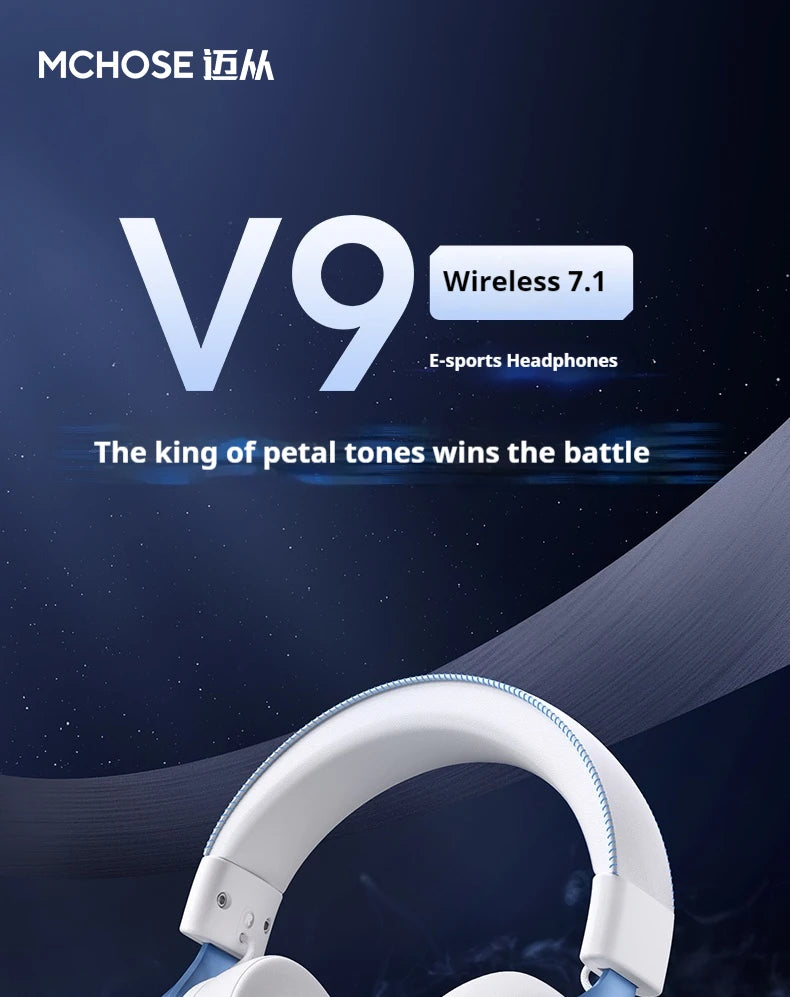 MCHOSE V9 pro Wireless Bluetooth Headset Low Delay Three Mode Microphone Noise Reduction Dynamic Sound for Office And Gaming Badiee Stylez