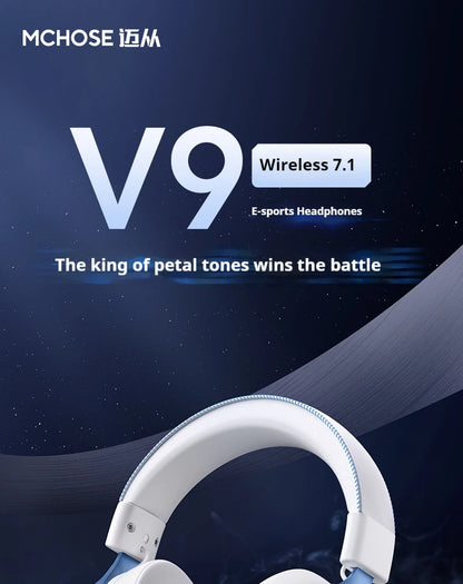 MCHOSE V9 pro Wireless Bluetooth Headset Low Delay Three Mode Microphone Noise Reduction Dynamic Sound for Office And Gaming Badiee Stylez