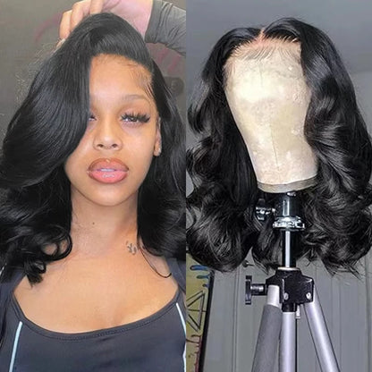 Short Bob Body Wave Wig 13x4 Transpare Lace Front Human Hair wigs for Women 100% Brazilian Remy Hair PrePluck With Baby Hair ﻿