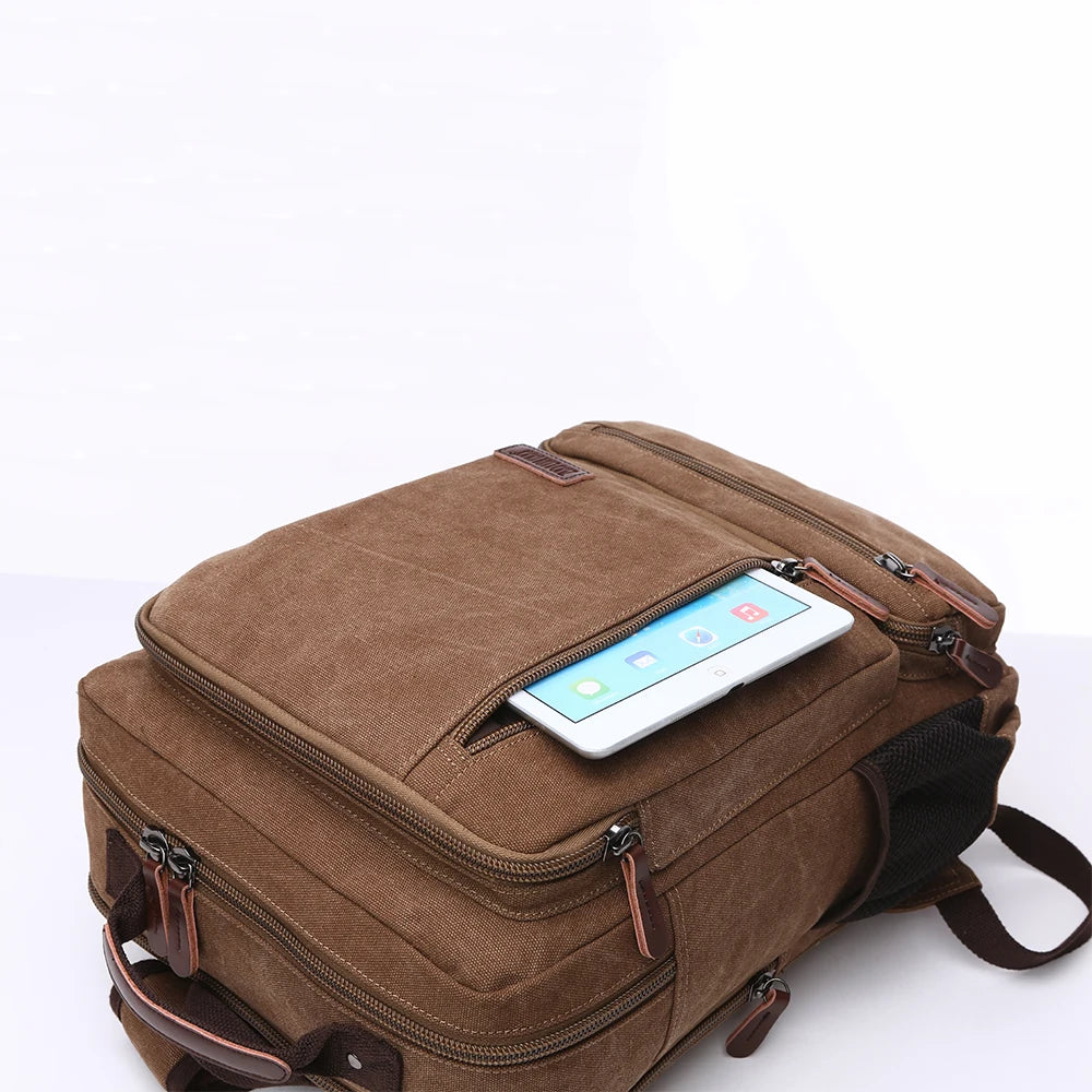 Vintage Canvas Backpack Men Large Capacity Travel Shoulder Bag High Quality Students Bag Male notebook 15 inch Laptop Backpack