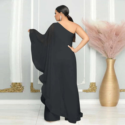 Women One Shoulder Jumpsuit Ruffle Long Sleeve Elegant Solid Aysmmetric Fashion Autumn Rompers Casual Party Club Jumpsuits 2024 Badiee Stylez